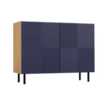 (Blue) CAMI - 2-door glamour sideboard - 100x40x78 cm - 4 storage niches - Slatted fronts