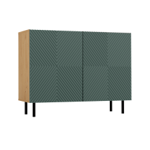 (Green) CAMI - 2-door glamour sideboard - 100x40x78 cm - 4 storage niches - Slatted fronts