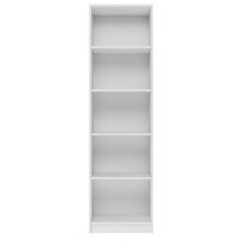(White) KAFFI - Scandinavian style bookcase - 50x30x181 - 5 shelves - Bookcase