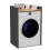 (Grey & Oak) Storage unit for washing machine - 64x50x97.5 cm 2
