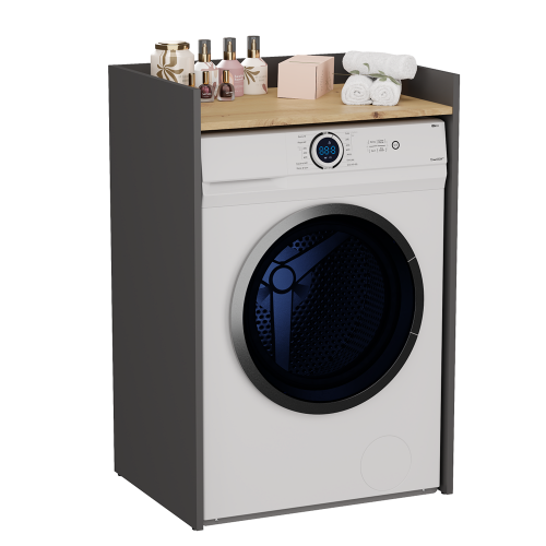 (Grey & Oak) Storage unit for washing machine - 64x50x97.5 cm 1