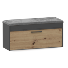 (Grey & Oak) PARMI - Scandinavian style hallway shoe cabinet - 100x35x49 - Bench with storage space