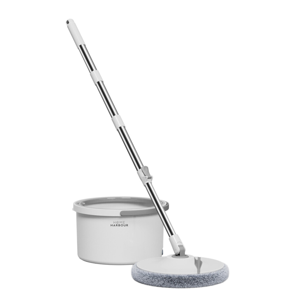 HH1 Microfibre Spin Mop and Bucket Clean and Dirty Water Separation Easy 360° Wringing & Rinsing System Cleans Laminate, Wood & Tile Floors
