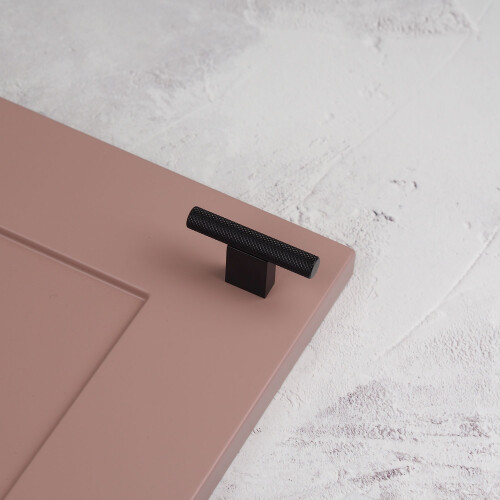 (60mm Pull) Matt Black Knurled Handle 160mm & Knob 60mm 2