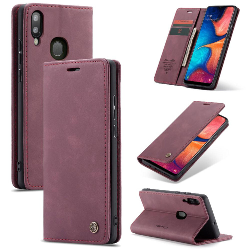 (Red) Flip Case For Samsung Galaxy A20/A30/M10s Vintage Pu Leather Wallet Flip Folio Book Case Card Slot Kickstand Magnetic Closure Shockproof Red 764762752330