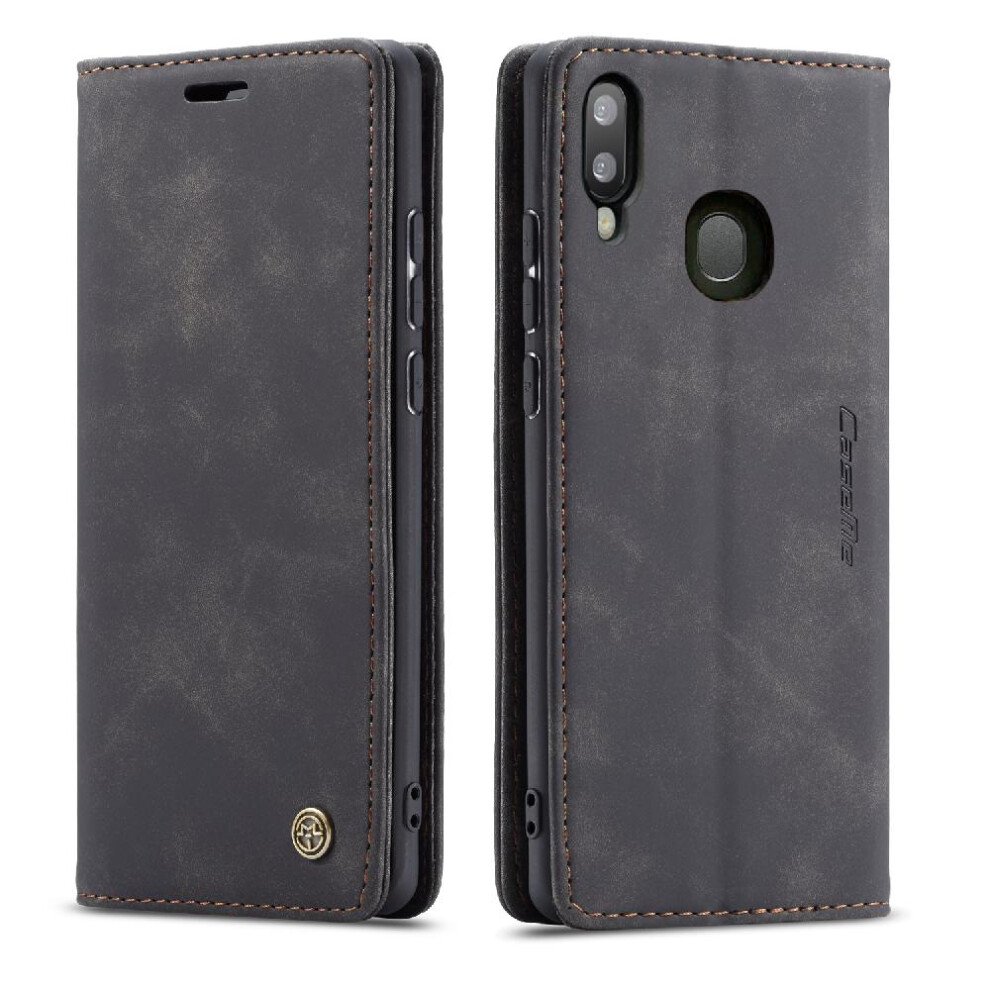 (Black) Flip Case For Samsung Galaxy A20/A30/M10s Vintage Pu Leather Wallet Flip Folio Book Case Card Slot Kickstand Magnetic Closure Shockproof Black 764762752378