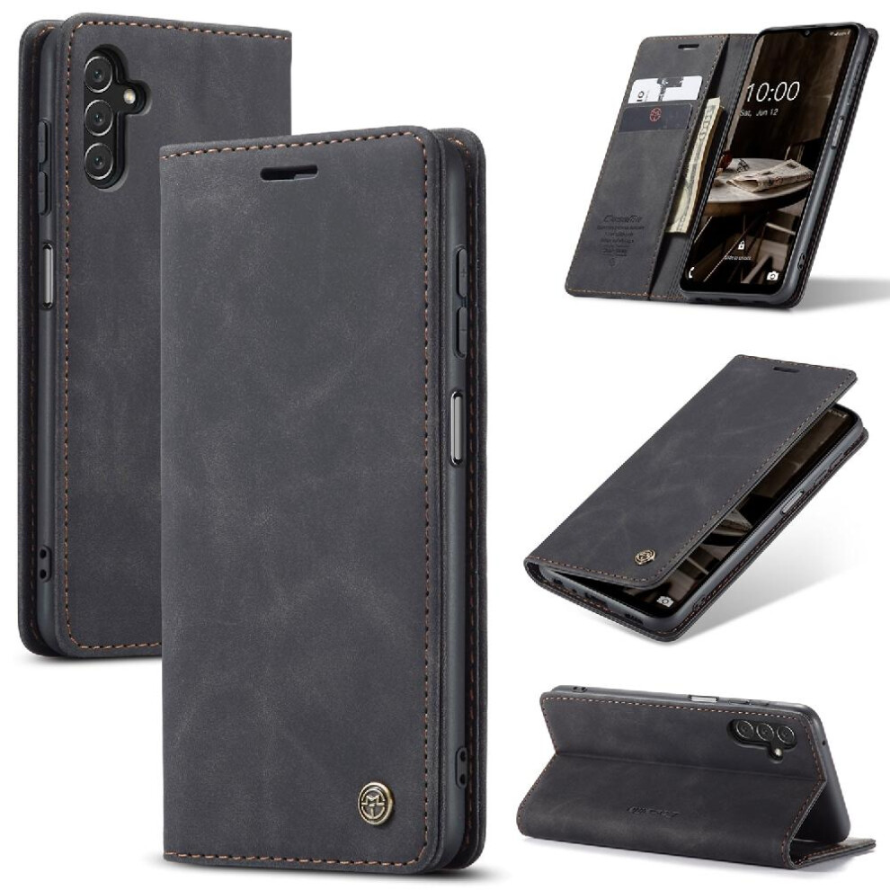 (Black) Flip Case For Samsung Galaxy A14 4G/5G Flip Folio Book Case Card Slot Kickstand Vintage Pu Leather Wallet Magnetic Closure Shockproof Black 764762752422