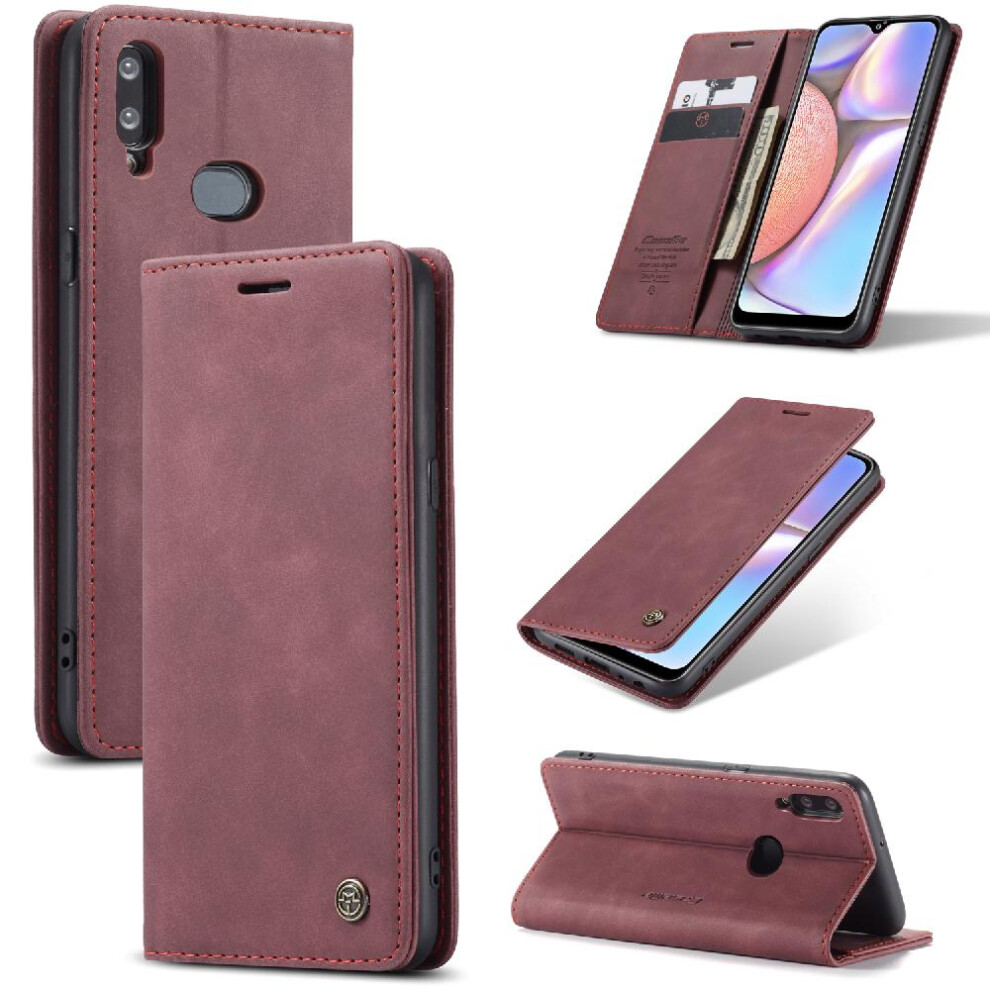 (Red) Flip Case For Samsung Galaxy A10s/ M01s Case Card Slot Kickstand Flip Folio Book Vintage Pu Leather Wallet Magnetic Closure Shockproof Red 764762752583