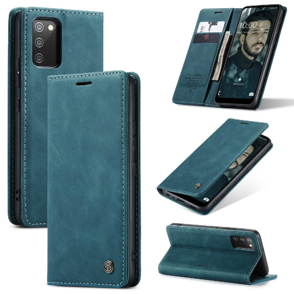 (Blue) Flip Case For Samsung Galaxy A02s Case Card Slot Kickstand Vintage Pu Leather Wallet Flip Folio Book Magnetic Closure Shockproof Blue 764762752651