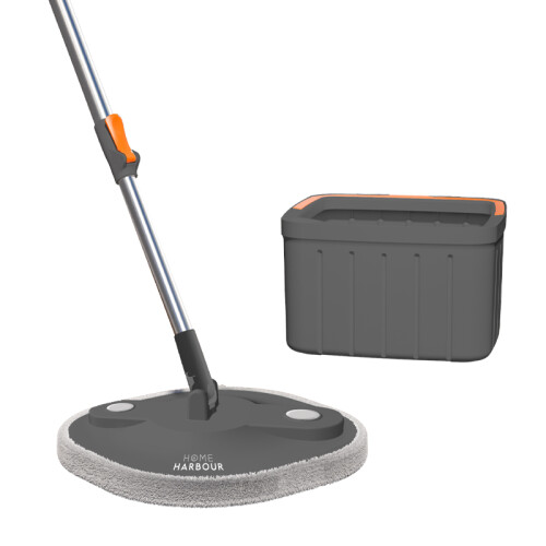 HoMettler Spin Mop And Bucket With 2 Microfibra Replaceable Mop Pads, Self Separation Dirty And Clean Water System Self Wringing 360° Rotating Square