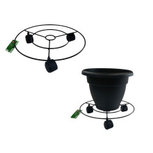 2x 30cm Round Plant Caddy Black Pot Mover With Castor Wheels 12 Inch