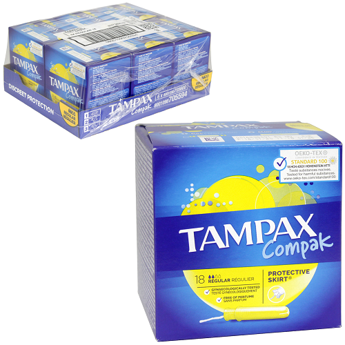 Tampax Compak Regular Tampons Feminine Care (6 x 18Piece) EXPIRY FEB