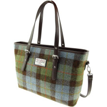 Harris Tweed Spey Classic MacLeod Green Brown Check Ladies Tote Handbag Purse