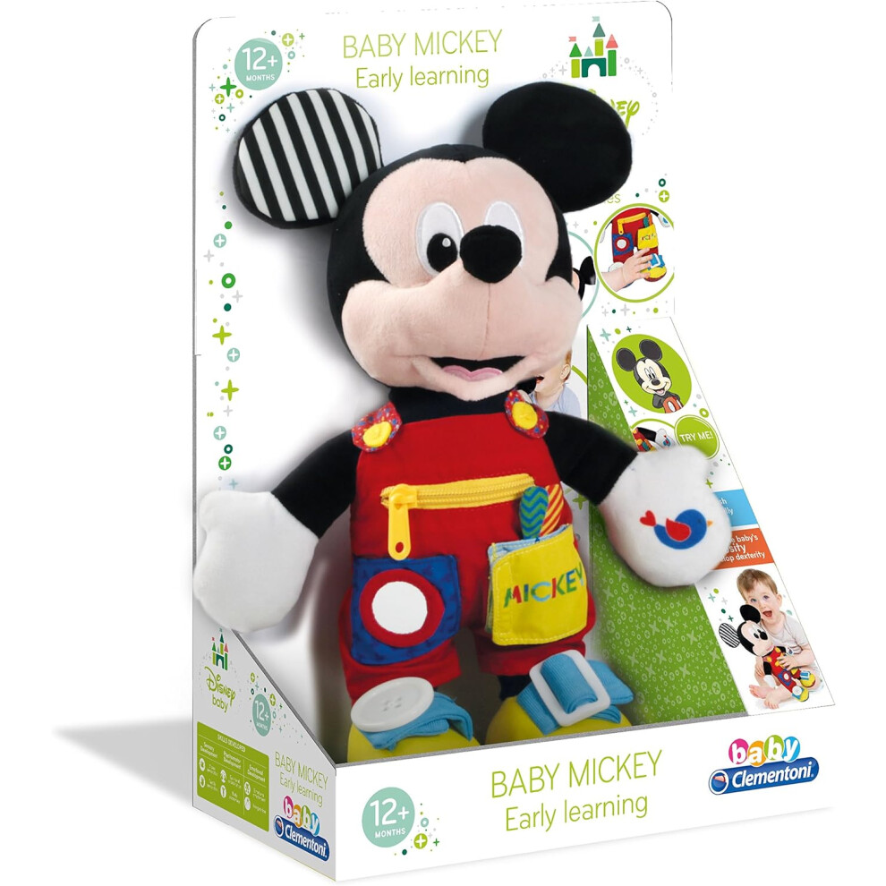 New Clementoni Disney Baby Mickey Sensory Soft Plush Toy 61799