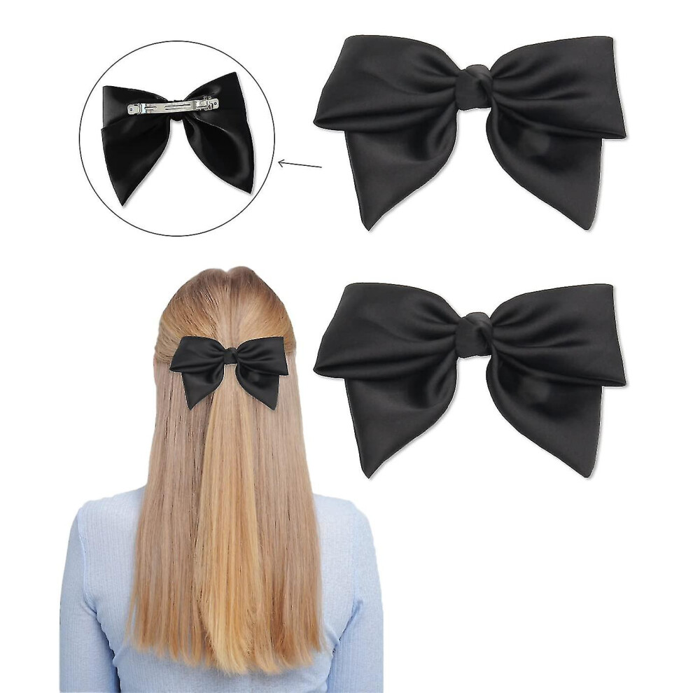 (2Pcs Black) 2pcs Bow Knot Hair Clips, Fabric Hair Bow Knot Hair Clip, Elegant Girls Hair Accessories-yvan-image-OPC-PDVT5H9-NEW