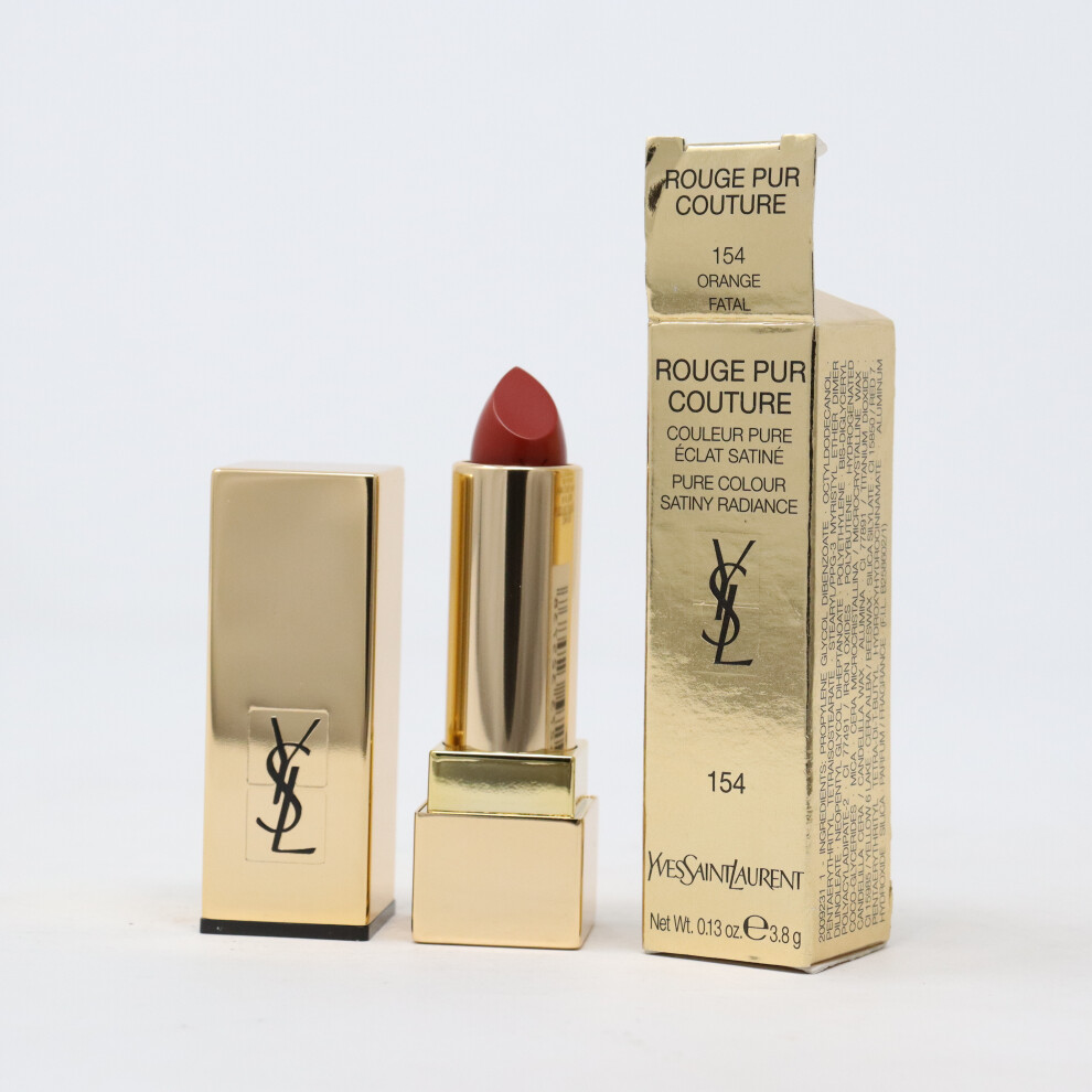 (154 Orange Fatal) YSL Rouge Pur Couture Satiny Radiance 0.13oz/3.8ml