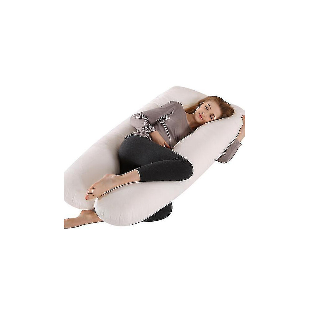 (white) Pregnancy Pillow U Shaped , Maternity Sleeping Pillow Full Body Pillow With Removable Cover