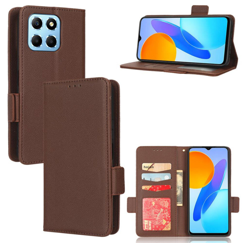 (Brown) Case For Honor 70 Lite Pu Leather Side Buckle Wallet Magnetic Card Slots Holder Brown 764762753122