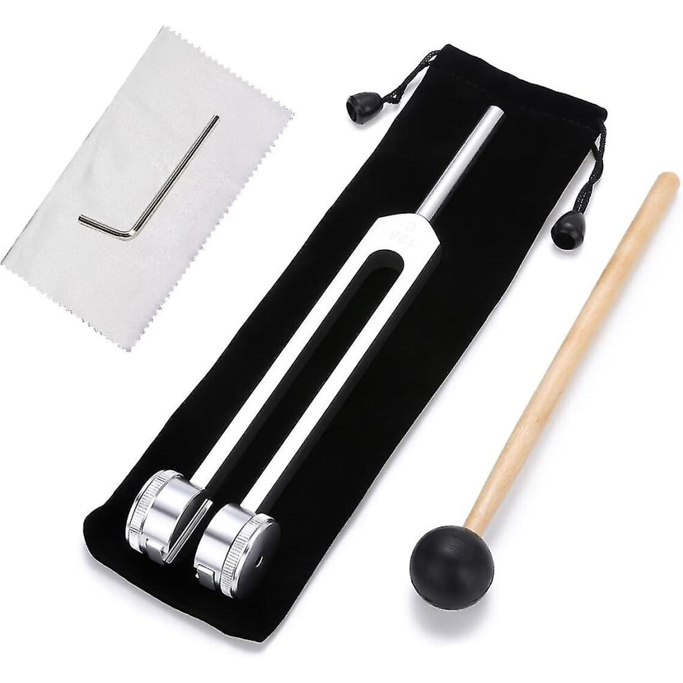 (128HZ) Lesage Otto 128 Hz Biosonics Weighted Tuning Fork Diapason Medical 128 Hz Tuning Fork For Therapy 128hz Sonic Slider With Silicone Hammer Cleaning Clo