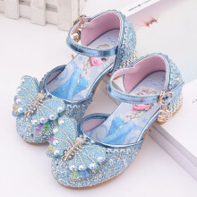 (Blue, 25?Foot Length16.5cm/6.5in) Frozen Elsa Childrens Sandals Fashion Exquisite Baotou Model Catwalk Shoes Show