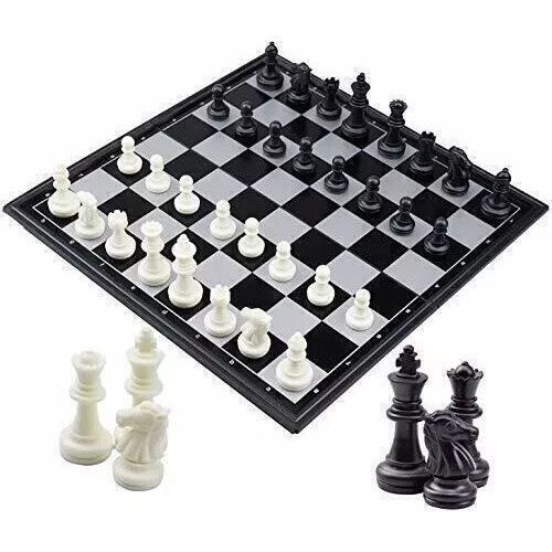 Magnetic Folding Chess Board Game Portable Travel With Storage