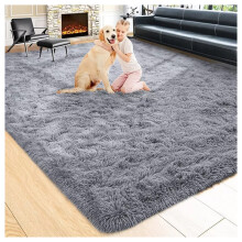 Grey - 9.6x6.7ft (200x290cm) Thick Pile Shaggy Rug-Extra Large Area Rugs for Bedrooms 3.2cm Pile Height | Dotted Rubber Backing