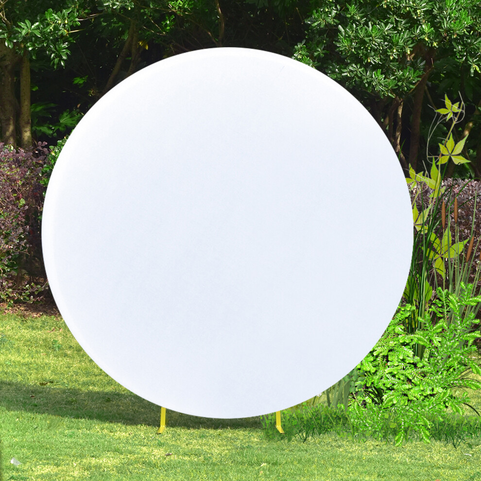 (White, 220cm) Round Arch Backdrop Cover Adjustable Spandex Wrinkle Resistant Circle Arch Stand Cover for Photography Decoration Wedding Birthday Events