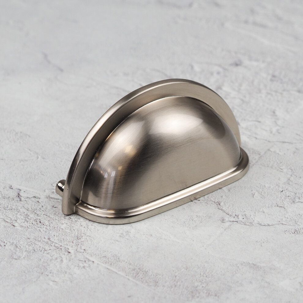(76Mm Cup Handle) Brushed Nickel Cabinet Cup Handle 76Mm & Knob 5060796708080