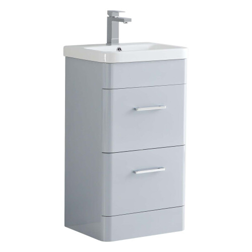 500mm Bathroom Vanity Unit Basin Sink Cabinet with 2 Drawers Grey 2