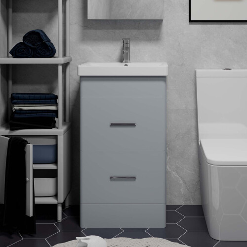 500mm Bathroom Vanity Unit Basin Sink Cabinet with 2 Drawers Grey