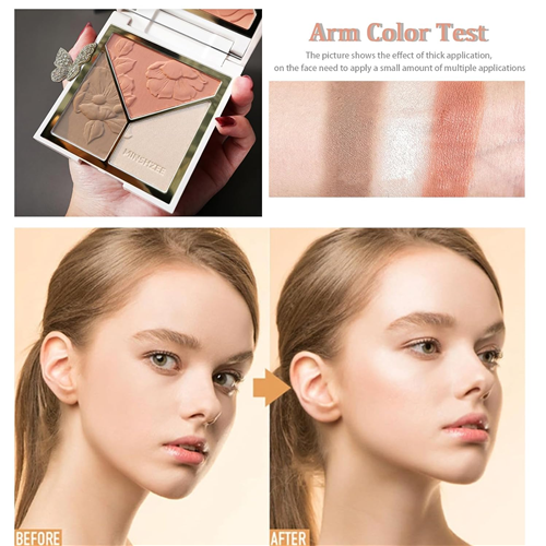 Contour Highlighter Blusher Makeup Palette with 2 Soft Brush & Mirror 2