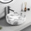 Living And Home Round White Ceramic Marble Effect Texture Countertop Basin Bathroom Sink W 360 mm 1
