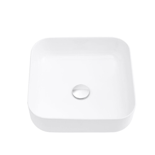 Living And Home Square Rounded Corners White Ceramic Countertop Basin Bathroom Sink W 390 mm 2