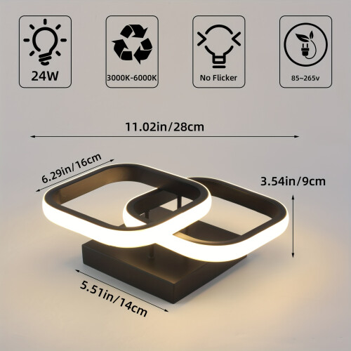 (Black Square) 1pc 3 Color LED Ceiling Light, 22 W Modern Flush Mount Ceiling Light 1