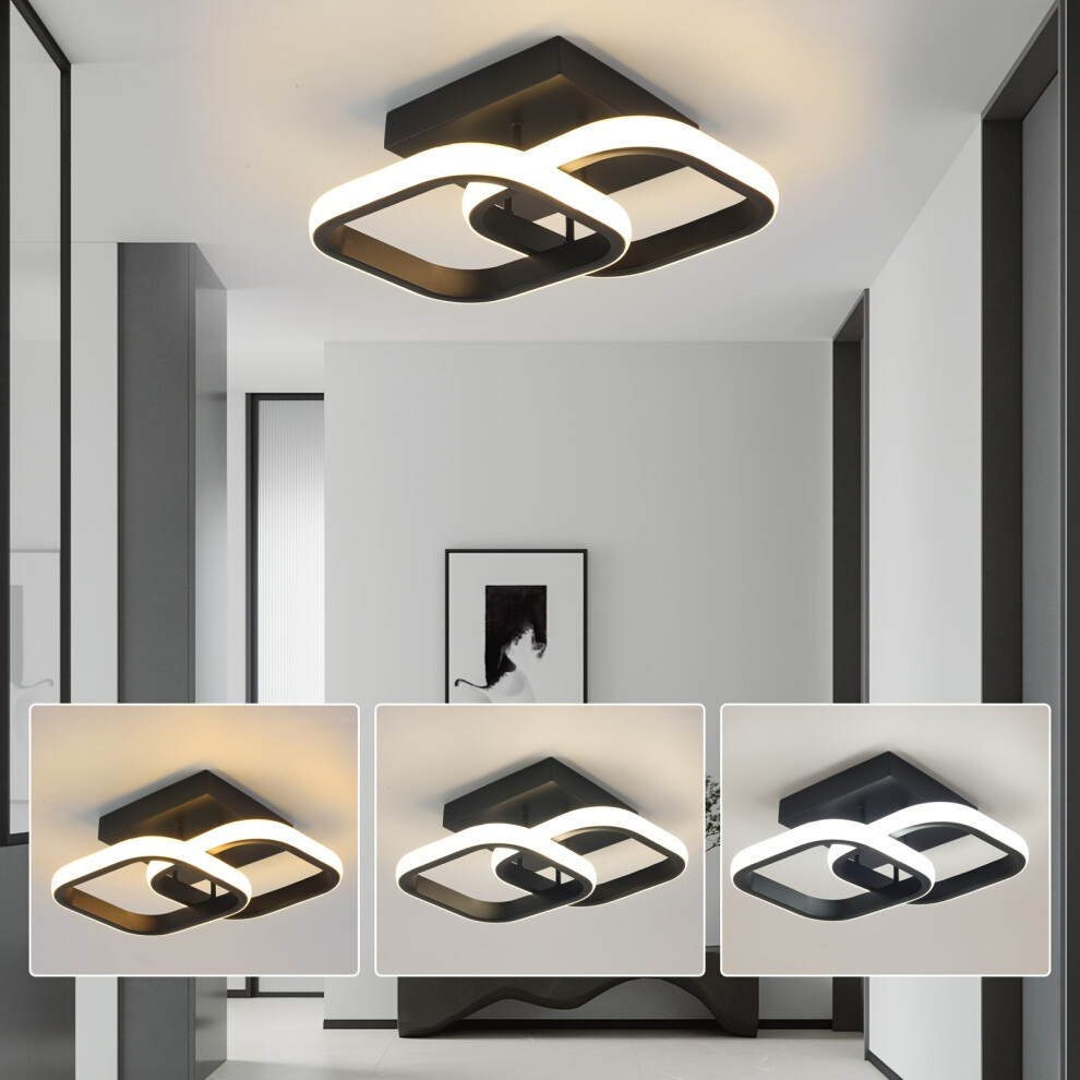 (Black Square) 1pc 3 Color LED Ceiling Light, 22 W Modern Flush Mount Ceiling Light