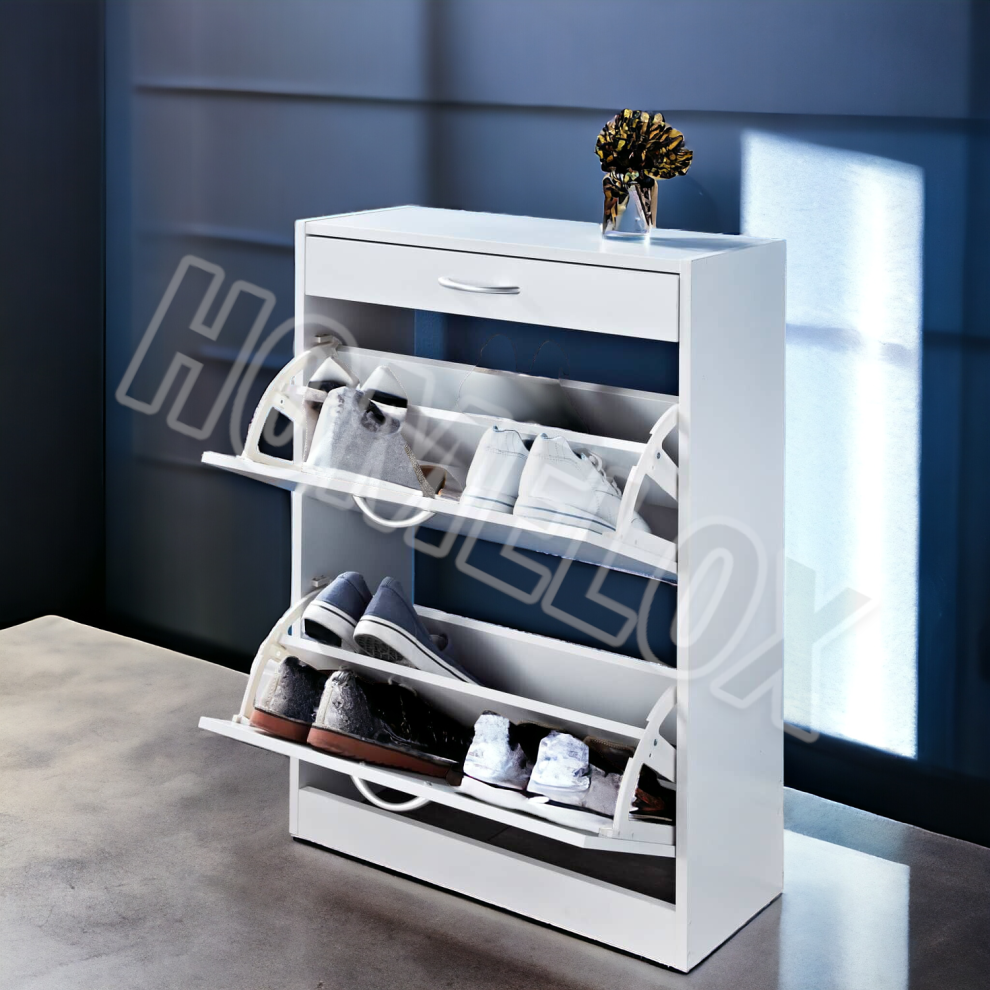 Shoe Storage Cabinet Cupboard 2 Cabinet with 1 Drawer Wooden Shoe Rack-image-OPC-PCNVGKJ-NEW