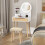 ELECWISH LED Mirror Dressing Table with Stool - 1-Drawer Vanity Set, Side Shelves, Dimmable 3-Mode Lighting, Easy Assembly 1