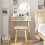 ELECWISH LED Mirror Dressing Table with Stool - 1-Drawer Vanity Set, Side Shelves, Dimmable 3-Mode Lighting, Easy Assembly 2