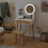 ELECWISH LED Mirror Dressing Table with Stool - 1-Drawer Vanity Set, Side Shelves, Dimmable 3-Mode Lighting, Easy Assembly 3