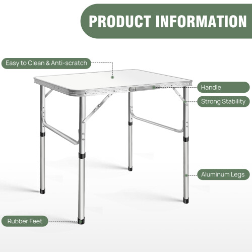 Folding Table Party Table Camping Table Trestle Table Garden Table Portable Dining Table Height Adjustable 2
