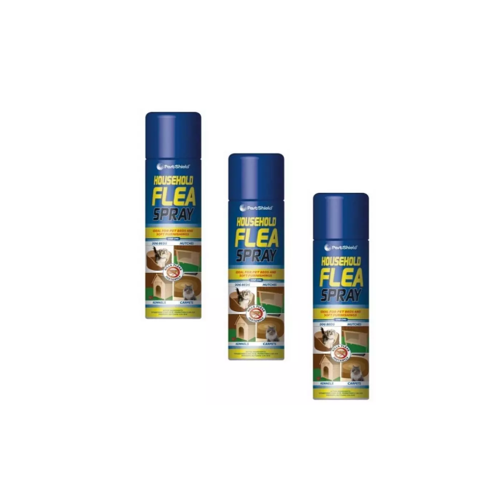 Pack Of 3 Pestshield Flea Spray for Home Dog Bed Cat Bed Pet 200ml