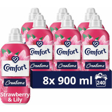 Comfort Creations Strawberry & Lily Fabric Conditioner with Stay Fresh technology for 100 days of freshness + fragrance* 8x 900 ml (240 washes)