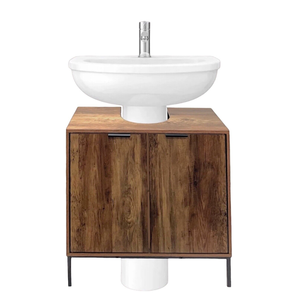 Bathroom Under Sink Cabinet With 2 Storage Shelf Double Door