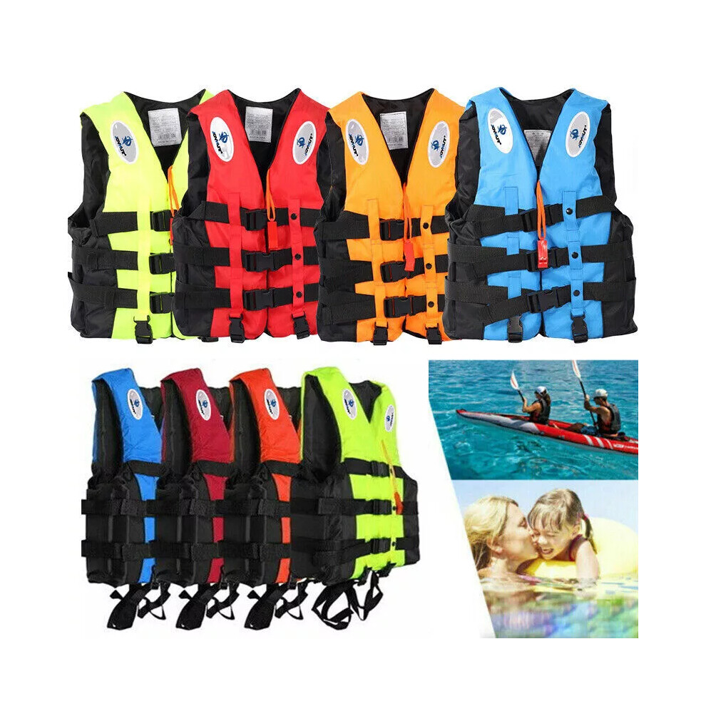 (Blue, L) Kids Adult Life Jackets Safety Vests Kayak Buoyancy Aid Sailing Swim Watersport Jackets