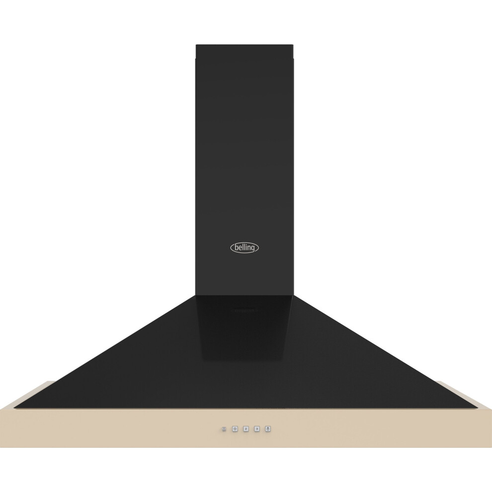 Belling BEL Farmhouse Chim 90PYR 90cm Chimney Cooker Hood - Cream - 3 Speed with LED Lighting & Dishwasher-Safe Filter