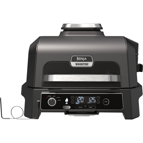 Teenage Mutant Ninja Turtles Ninja OG850UK Woodfire Pro XL Electric BBQ Grill & Smoker Health Grill with