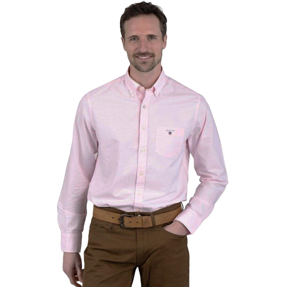 (L, Pink) Gant Mens Regular Fit Oxford Shirt