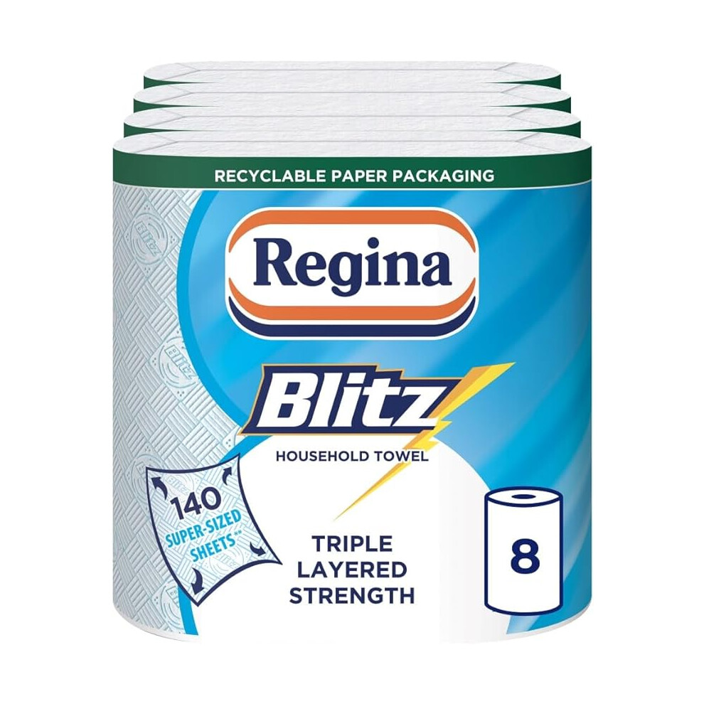 Regina Blitz Household Towel 560 Super-Sized Sheets Triple Layered Strength 8 Rolls