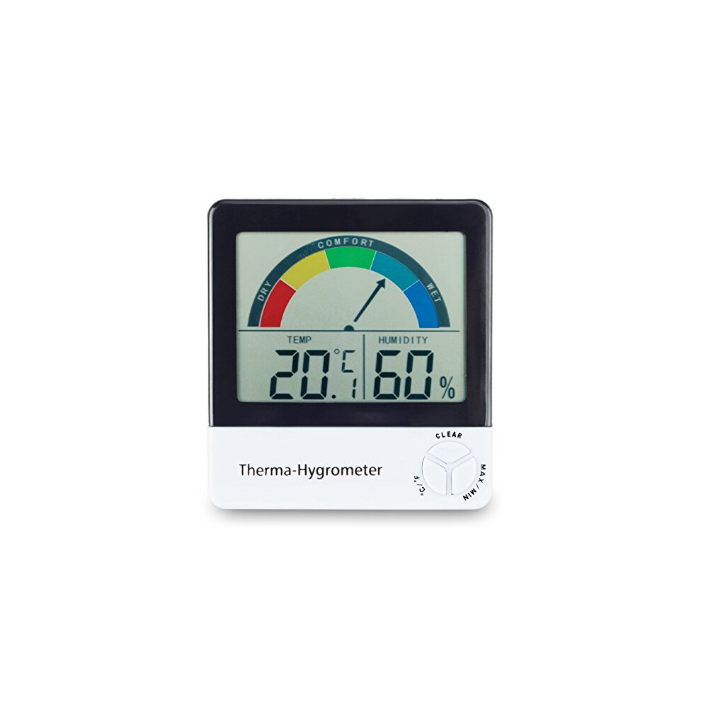 Healthy living thermometer & hygrometer with comfort zone indication