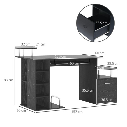 Homcom HOMCOM Wood Computer Desk Laptop Workstation Drawer Shelf for Home Office 1